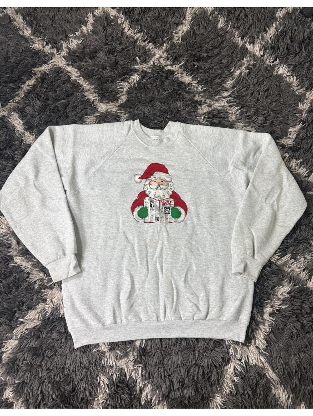 Vintage 90s Fruit of the Loom Santa Claus Sweatshirt XXL USA Made Crewneck